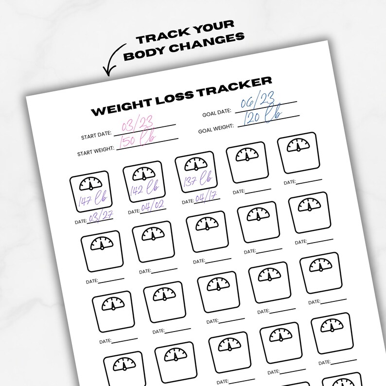 Weight Loss Tracker Printable, Daily Weekly Monthly Planner, Lose ...