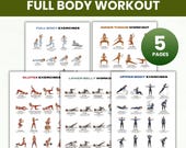 Ultimate Full Body Workout Bundle, Glutes and Leg Workout, Upper Body Exercises Chart, Inner Thigh Workout, Core Chart Printable PDF