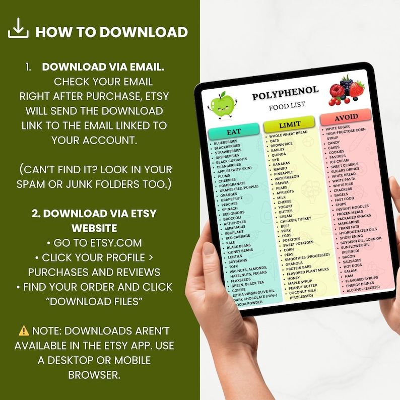 Polyphenol Food List Printable PDF, Antioxidant Foods Chart, Anti ...