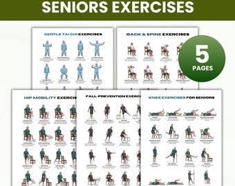 Seniors Exercise Bundle, Balance, Fall Prevention, Knee Workout, Hip Mobility & Back Exercises for Seniors, Gentle Tai Chi Poster PDF