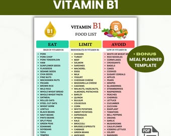 Elenco degli alimenti ricchi di vitamina B1, guida nutrizionale per gli alimenti ricchi di tiamina (PDF scaricabile in formato A4/lettera USA)