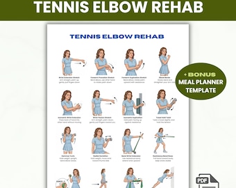 Ellbogen-Reha-Übungen Poster, Handgelenk Schmerzlinderung Tabelle, Tennisarm Ellbogen Relief, Unterarm Rehab Workout, Handgelenkstütze druckbare PDF