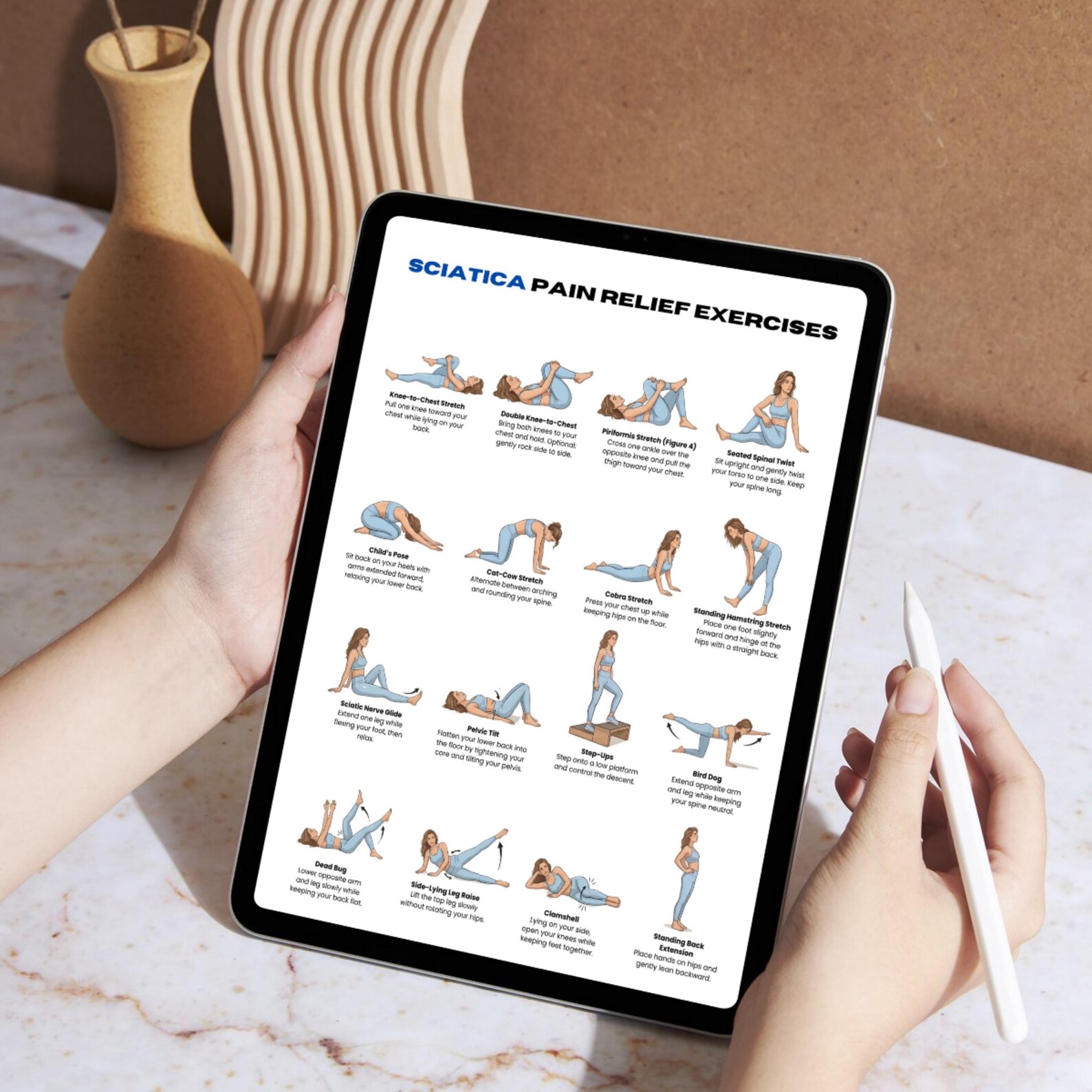 Sciatica Pain Relief Exercises Poster, Lower Back & Sciatic Nerve ...