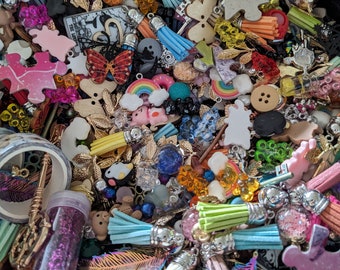 Junk Journal Mystery Confetti Scoop Mixed Embellishments Charms Buttons Supplies for DIY Projects