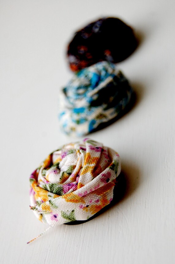 Items similar to Floral Fabric Rosette Set of Three Black on Etsy