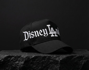 DisneyLAnd LA 5 Panel Snapback in Black | DisneyLA Hats | DLAnd Los Angeles Hat | Embroidered Adjustable Curved Hat | OrosHats