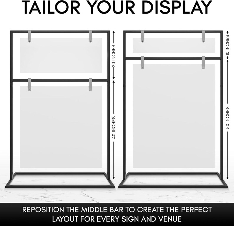 Reposition Display Black Metal Wedding Sign Stand - Welcome Sign Holder - Freestanding ...