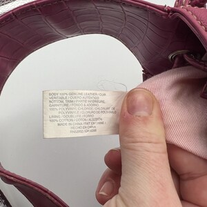 Vintage Y2K Liz Claiborne Pink Leather Shoulder Bag with Drawstring Bow Detail image 10