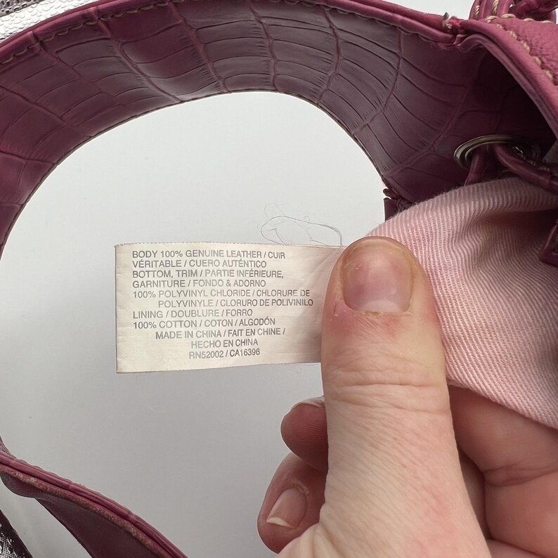 Vintage Y2K Liz Claiborne Pink Leather Shoulder Bag with Drawstring Bow Detail image 10