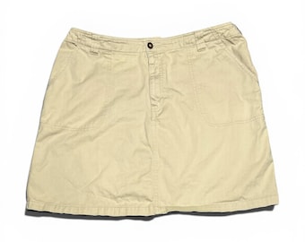 Vintage Y2K Carolina Blues Khaki Cotton Utility Mini Skirt 16W