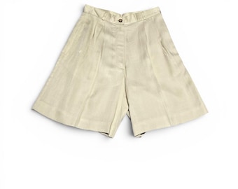 Vintage Talbots Cream Shorts High Waisted Pleated Tencel Size 4P