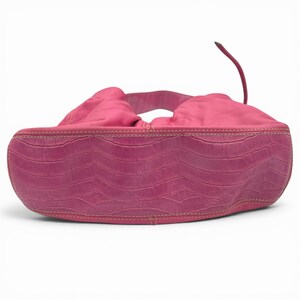 Vintage Y2K Liz Claiborne Pink Leather Shoulder Bag with Drawstring Bow Detail image 11