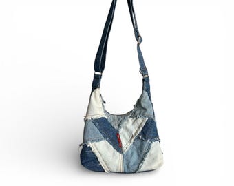 Vintage Y2K Patchwork Denim Shoulder Bag