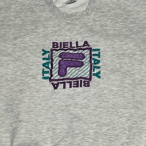 Vintage 90s FILA Biella Italy Embroidered Crewneck Sweatshirt M afbeelding 3