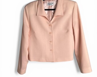 Vintage Pendleton Pink 100% Virgin Wool Cropped Blazer Jacket