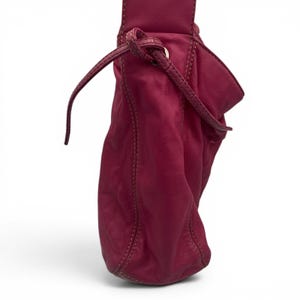 Vintage Y2K Liz Claiborne Pink Leather Shoulder Bag with Drawstring Bow Detail image 4