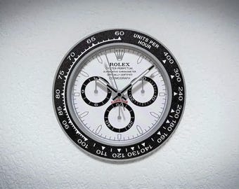 Daytona-style chronograph wall clock – 10 inches – Silent – Battery included – Modern black or white design