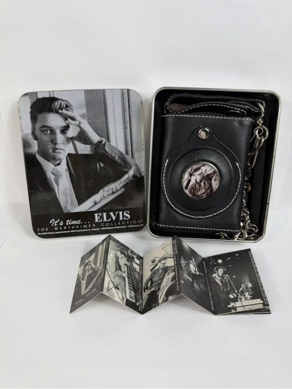 Elvis Presley Black Wallet Genuine Leather Pocket Watch Wertheimer Collection