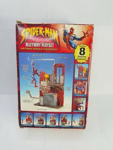 Vintage 2002 Toy Biz Marvel Spider-man Alleyway Playset Flipping