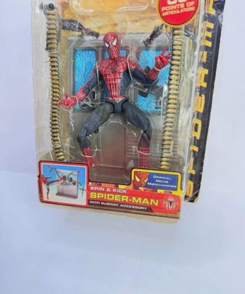 RARE TOYBIZ Spider-Man 2 The Movie (2004) Spin and Kick Spider-Man Action Figure image 2