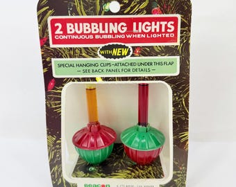 Vintage Beacon 622 kerstbubbellampjes set van 2 rood groen C7 1/2 originele verpakking retro kerstdecoratie
