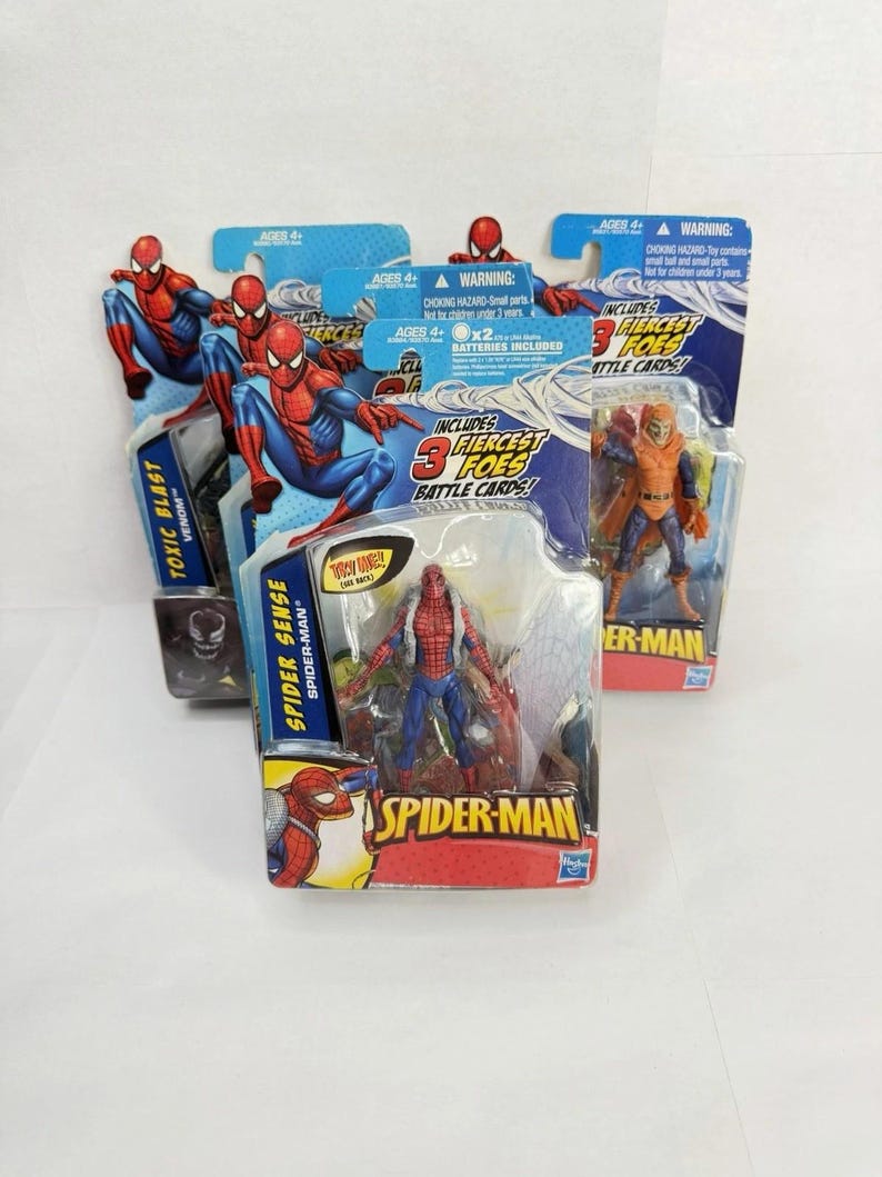 Spider-Man Battle Cards 3 Fiercest Foes Set of 4 Action Figures Venom Hobgoblin image 1