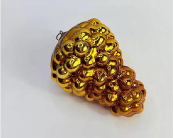 ANTIQUE KUGEL mercury glass berry grape 1880s christmas ornament brass cap gold
