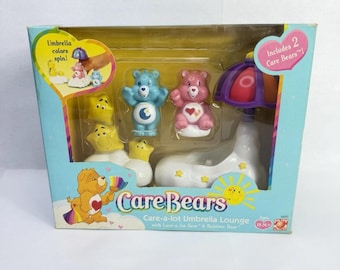 Vintage Care Bears Care-a-Lot Umbrella Lounge 2003 with 2 Bears