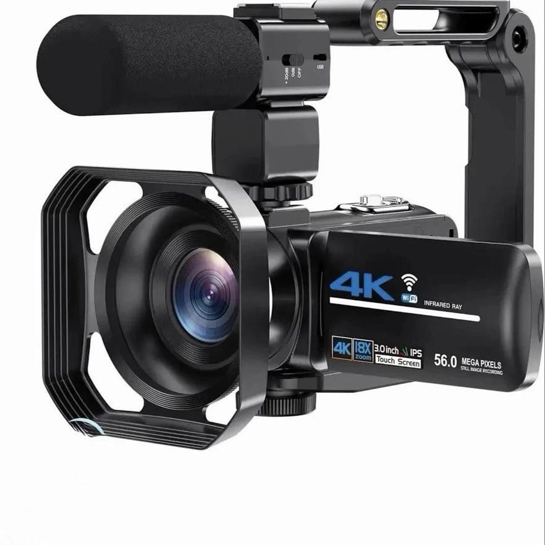 Mp4 Video Camera Video Camera 4K 56MP Night Vision Camcorder LED Light Wi-fi Microphone ...