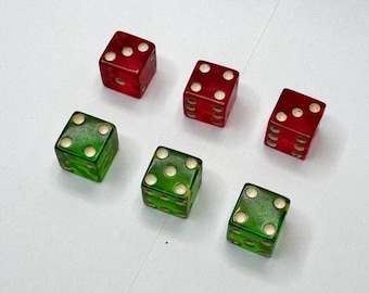 Vintage 6 Piece Green & Red TESTED Bakelite Dice Die Translucent