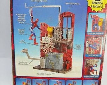 Vintage 2002 Toy Biz Marvel Spider-man Alleyway Playset Flipping