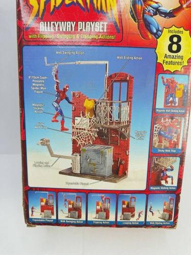Vintage 2002 Toy Biz Marvel Spider-man Alleyway Playset Flipping
