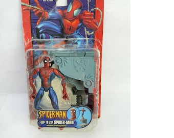 Figurine Spider-Man ToyBiz Flip 'N Zip avec mécanisme d'escalade scellée NIP 2003