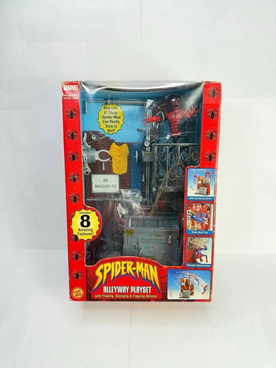 Vintage 2002 Toy Biz Marvel Spider-man Alleyway Playset Flipping