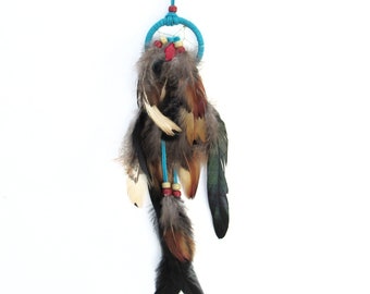 Tribal Traditional Small Turquoise Blue Dream Catcher, Dream Catchers Handmade in the USA, One of a Kind