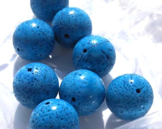 8 Round 13mm Blue Sponge Coral Beads Etsy