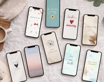 Positiv bekräftelse på telefonbakgrunder | Mild daglig uppmuntran | Mindful låsskärmsset | Digital nedladdning