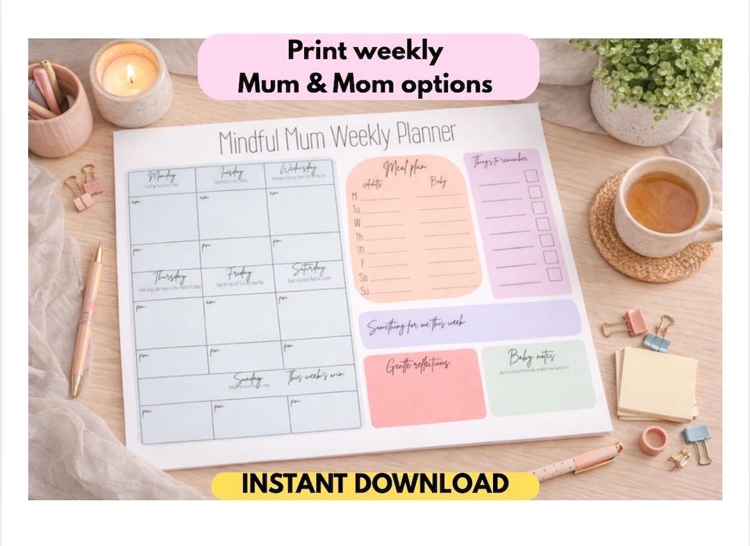 Weekly Program Baby New Mum Weekly Planner Printable, Mindful Mom Planner PDF, Baby Routine ...