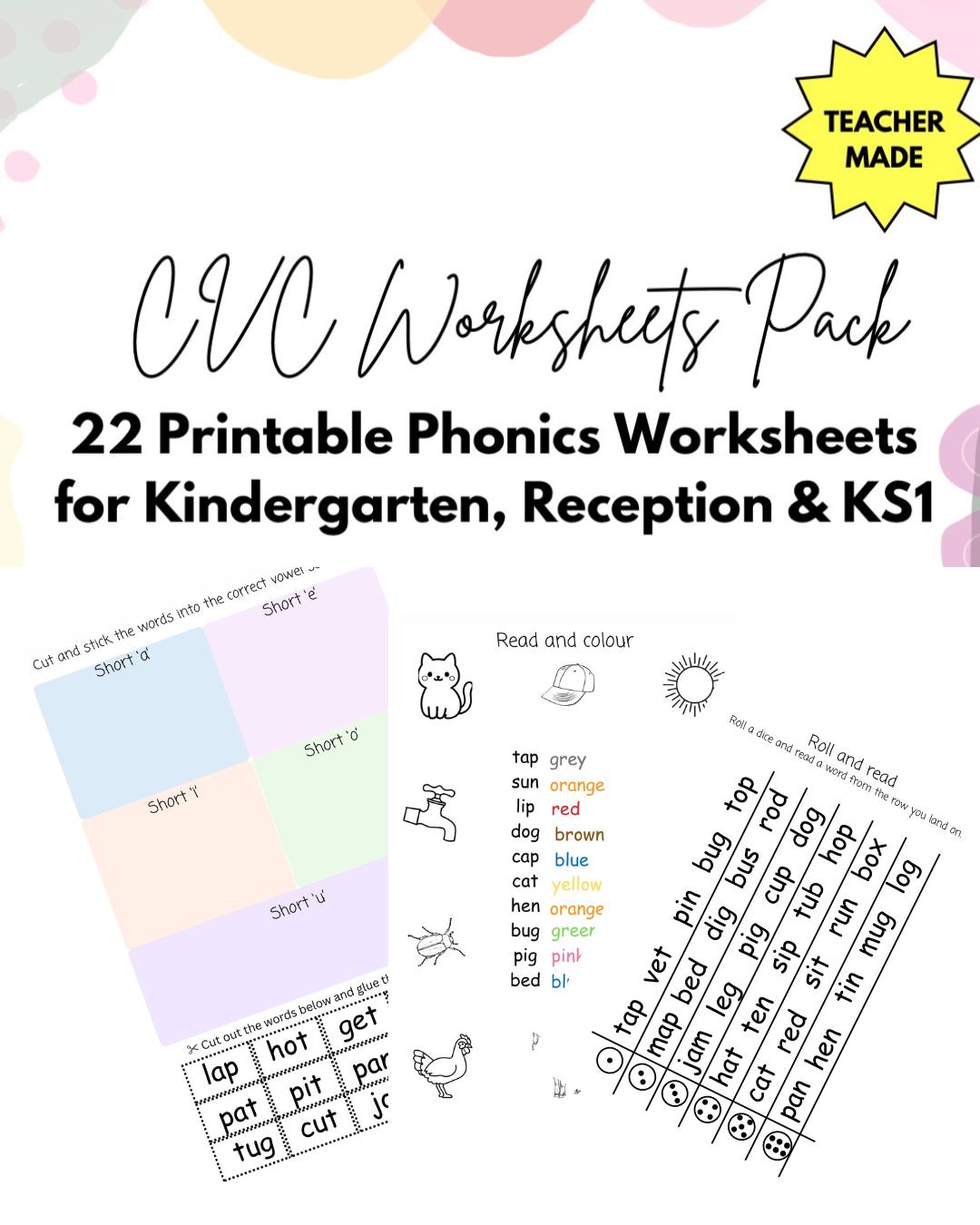 Reception Cvc Practice Writing CVC Worksheets | 22 Printable Phonics Worksheets | Kindergarten ...