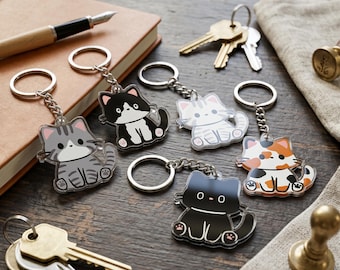 Acrylic Cat Keychain, Pet Charm, Backpack Accessory, Car Keys