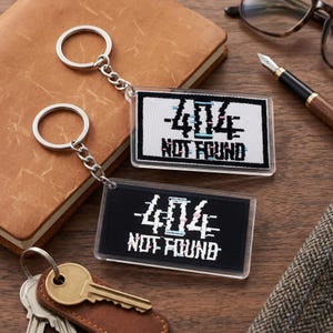 404 Not Found Keychain, Glitch Error Code Keyring, Funny Tech Nerd Gift, Programmer Bag Charm, Software Engineer Accessory, IT Coworker Gift