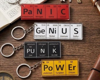 Periodic Table Elements Keychain, Science Nerd Gift, Chemistry Bag Charm, Acrylic Keyring