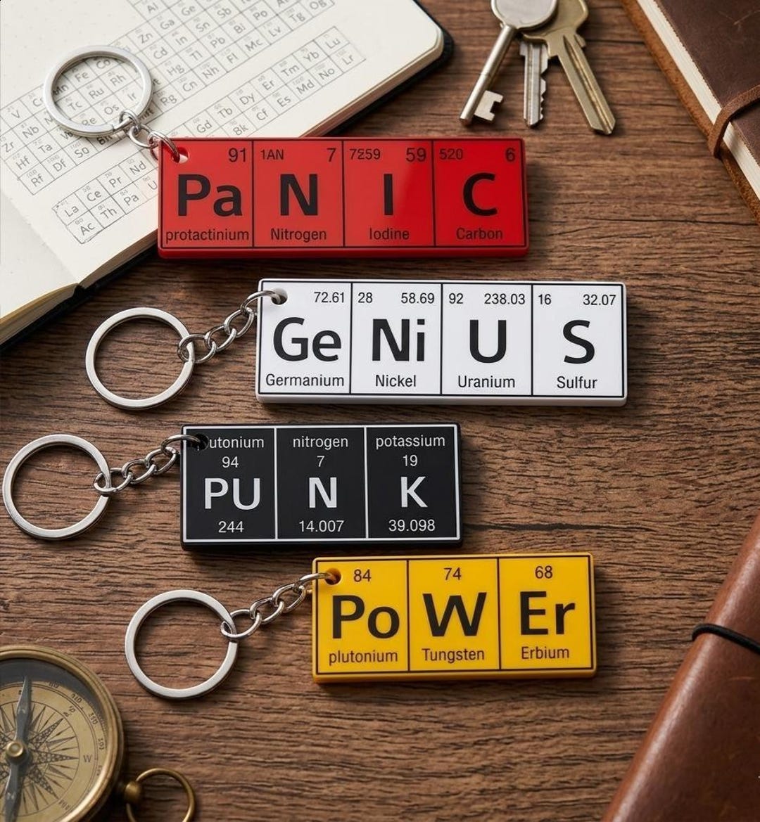 Periodic Table Elements Keychain, Funny Chemistry Keyring, Science Nerd ...