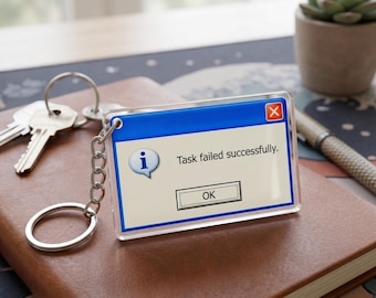 Task Failed Successfully Keychain, Retro Error Keyring, Programmer IT Bag Charm