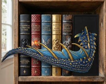 Rincón de lectura con cola de dragón / Decoración fantástica de PLA pintada a mano (21 cm)