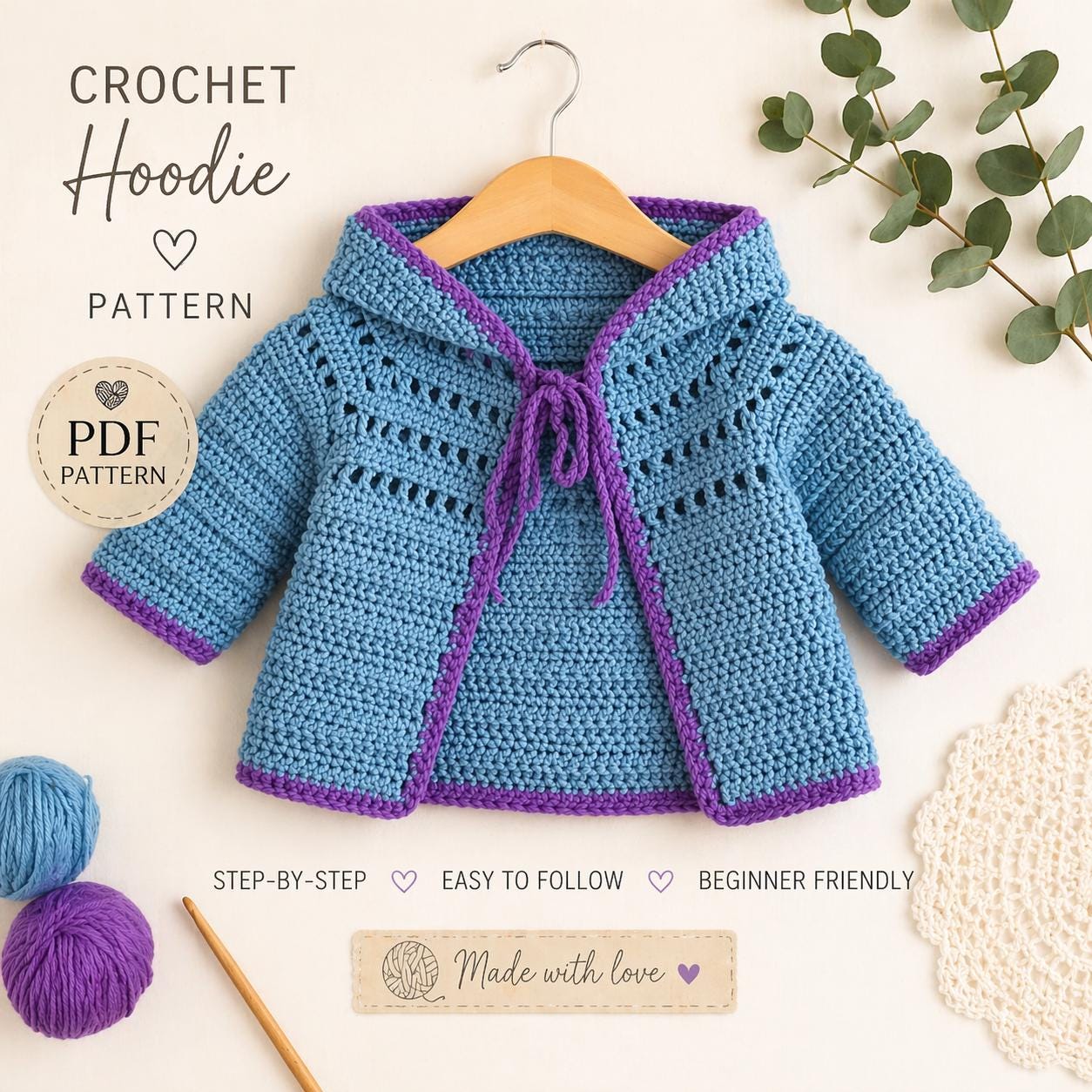 30 Hoodie Crochet Patterns: Cozy Pullovers, Animal Hoods, and Giftable Crochet Ideas 24 Easy Baby Hoodie Crochet Pattern