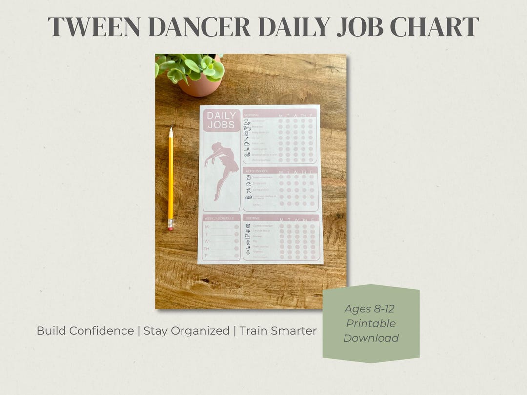 Competitive Dancer Daily Routine Tween Dancer Daily Job Chart | Routine Tracker Ages 8-12 (PDF) - Etsy