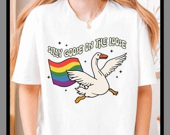 Silly Goose en liberté | T-shirt unisexe sweat à capuche barboteuse | Impression DTF premium | Esthétique vintage rétro | Cadeau| TE455