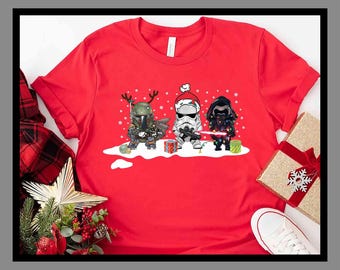 Noël Star Wars Minnie Mickey | T-shirt unisexe sweat à capuche barboteuse | Impression DTF premium | Esthétique vintage rétro | Cadeau| TE486