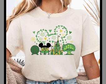 Château de la Saint-Patrick Disney | T-shirt unisexe sweat à capuche barboteuse | Impression DTF premium | Esthétique vintage rétro | Cadeau| TE475